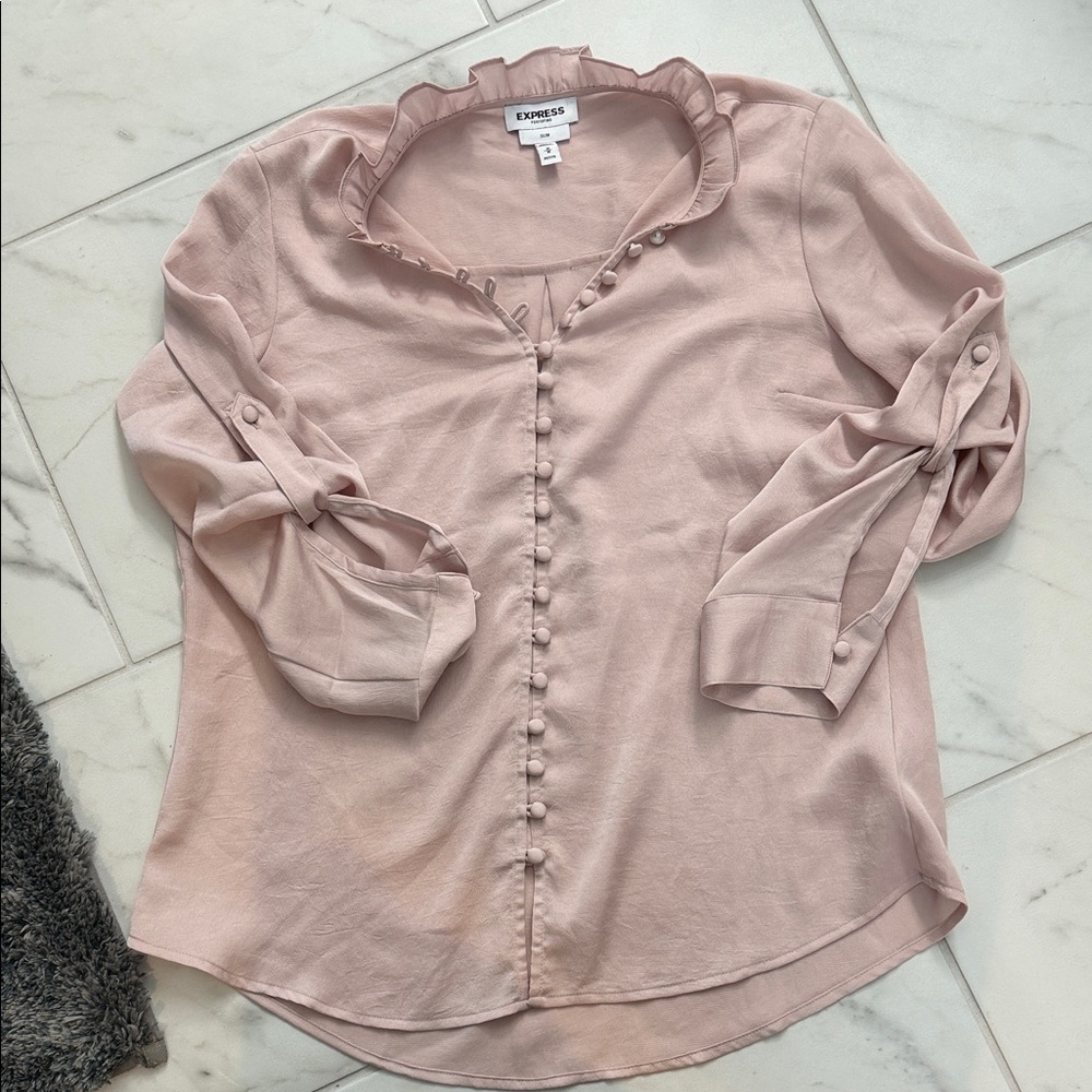 Express Women's Blush Button-Front Blouse